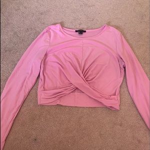 Pink Long Sleeve Wrap Top